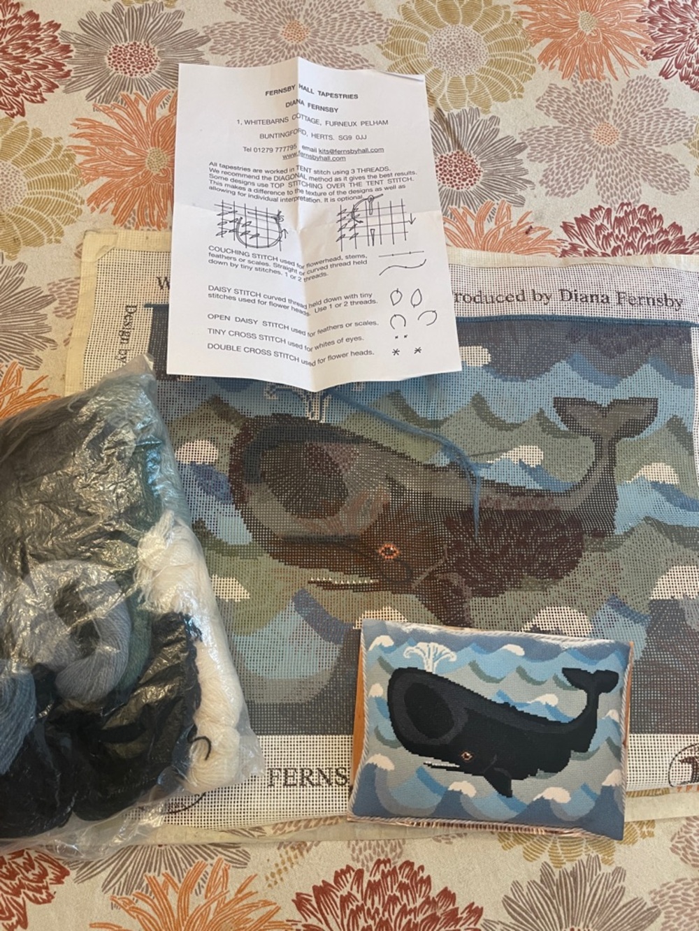 Needlepoint  kit - design called "Wallowing Whale" - Fernsby Hall Tapestries.